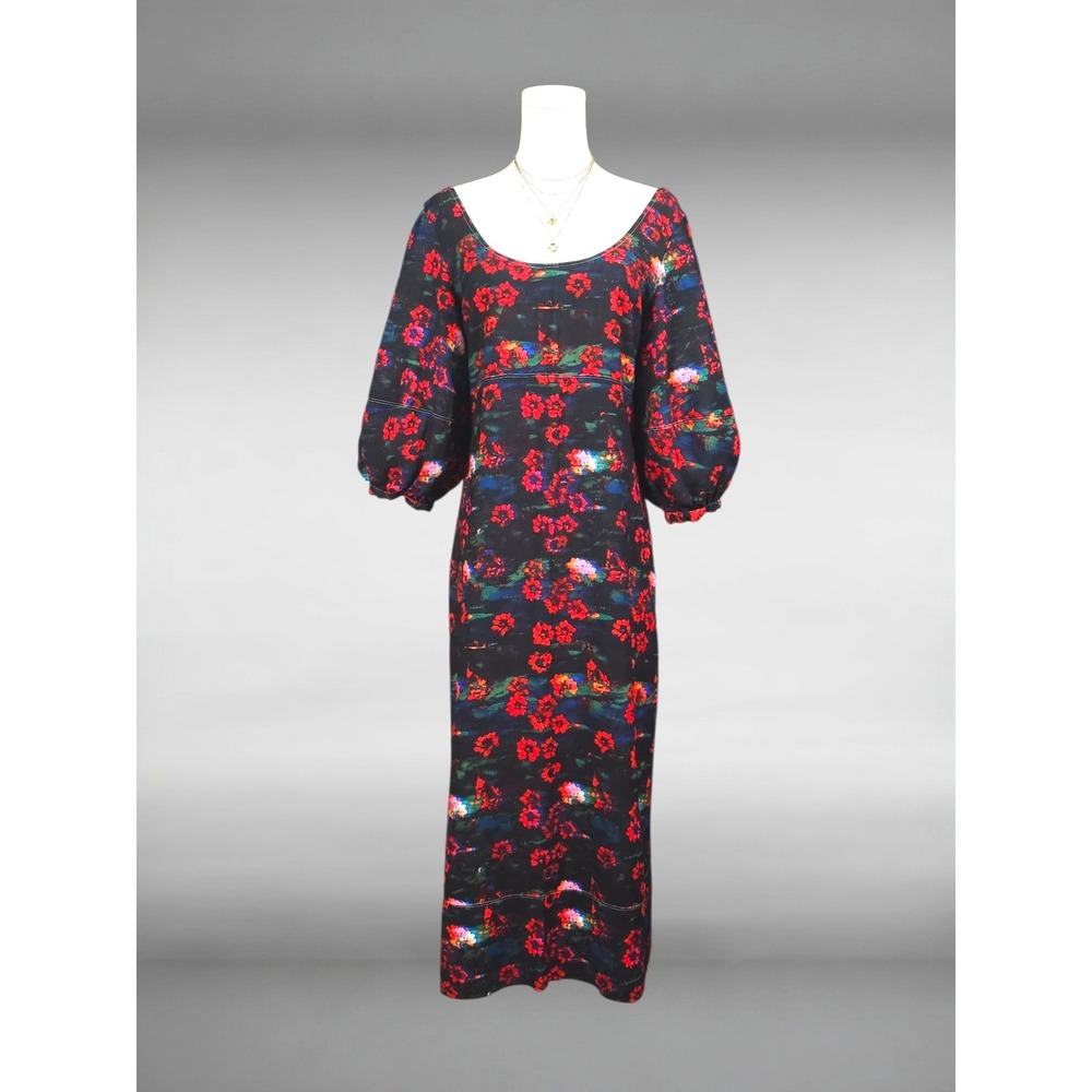 Rachel Comey x Target Dark Floral Midi Dress 8 Puff Sleeve Romantic Goth